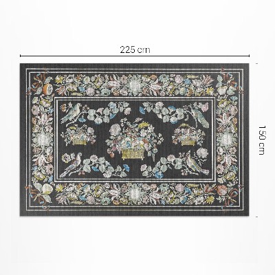 Tapis vinyle Fleurs et oiseaux antiques pâles