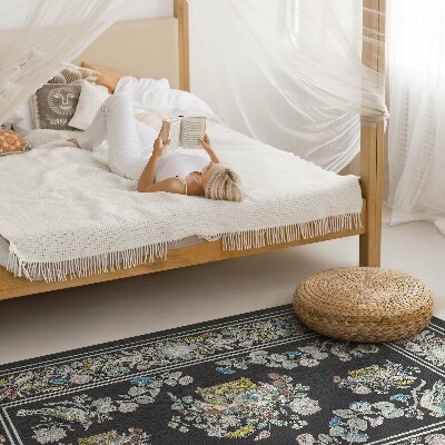 Tapis vinyle Fleurs et oiseaux antiques pâles