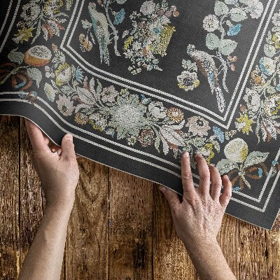 Tapis vinyle Fleurs et oiseaux antiques pâles