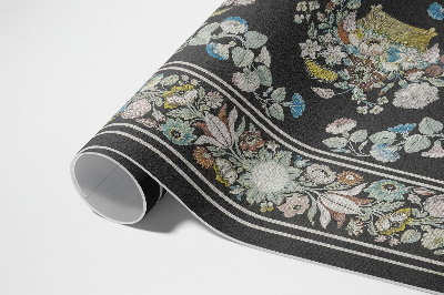 Tapis vinyle Fleurs et oiseaux antiques pâles