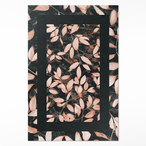 Tapis vinyle rectangulaire Motif végétal rétro bohème avec feuilles d'automne