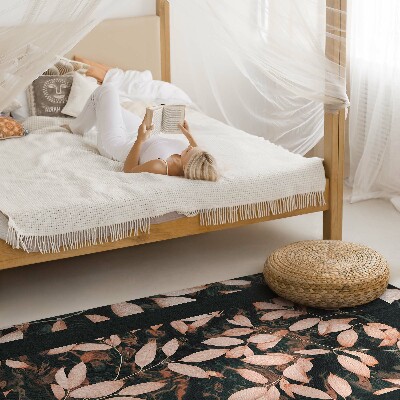 Tapis vinyle rectangulaire Motif végétal rétro bohème avec feuilles d'automne