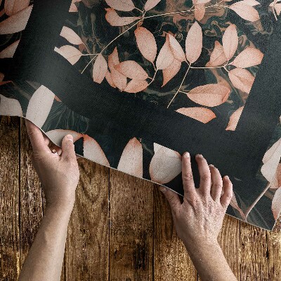 Tapis vinyle rectangulaire Motif végétal rétro bohème avec feuilles d'automne