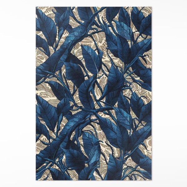 Tapis vinyle Motif de feuilles de bleuet bleu