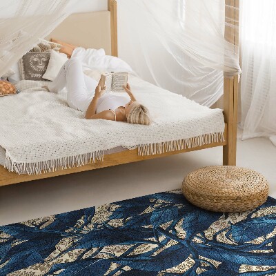 Tapis vinyle Motif de feuilles de bleuet bleu