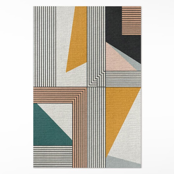 Tapis vinyle rectangulaire Abstraction géométrique linéaire du Bauhaus