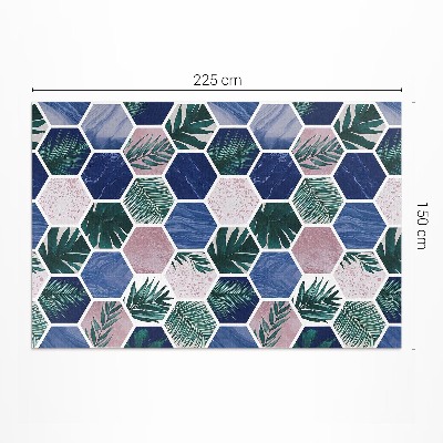 Tapis vinyle rectangulaire Carreaux hexagonaux avec motifs végétaux et pierres