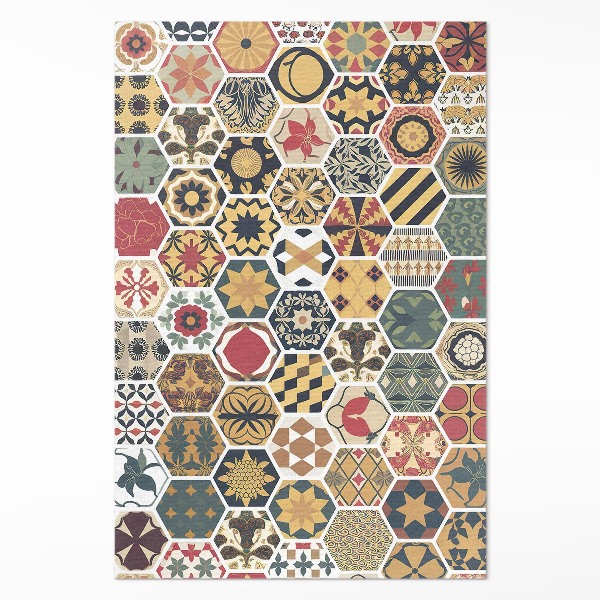 Tapis vinyle Mosaïque hexagonale vintage à motifs