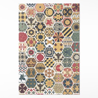 Tapis vinyle Mosaïque hexagonale vintage à motifs