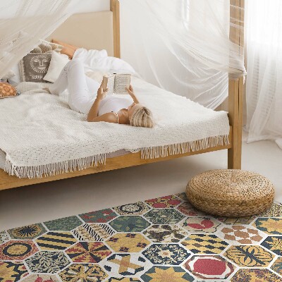 Tapis vinyle Mosaïque hexagonale vintage à motifs