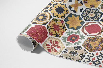 Tapis vinyle Mosaïque hexagonale vintage à motifs