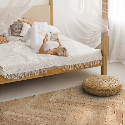 Tapis vinyle rectangulaire Parquet élégant en bois clair à chevrons