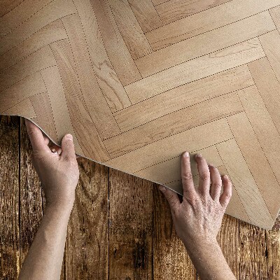 Tapis vinyle rectangulaire Parquet élégant en bois clair à chevrons