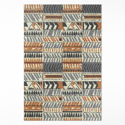 Tapis vinyle rectangulaire Abstractions linéaires bohèmes de style amérindien