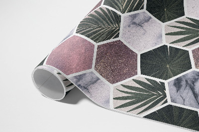 Tapis vinyle rectangulaire Feuilles de mosaïque en pierre hexagonale