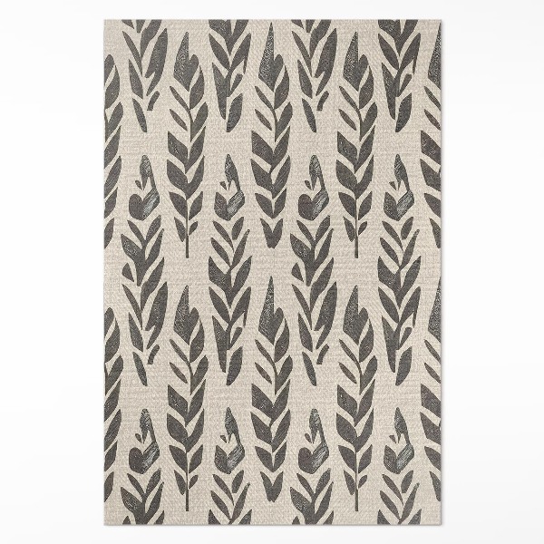 Tapis vinyle rectangulaire Feuilles peintes bohèmes dans un style vintage