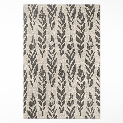 Tapis vinyle rectangulaire Feuilles peintes bohèmes dans un style vintage