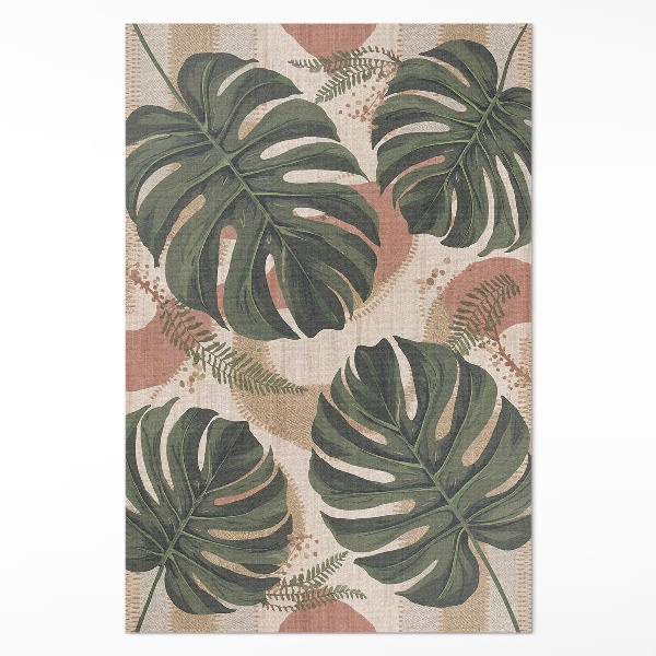 Tapis vinyle rectangulaire Une composition de feuilles de monstera et de fougères vintage