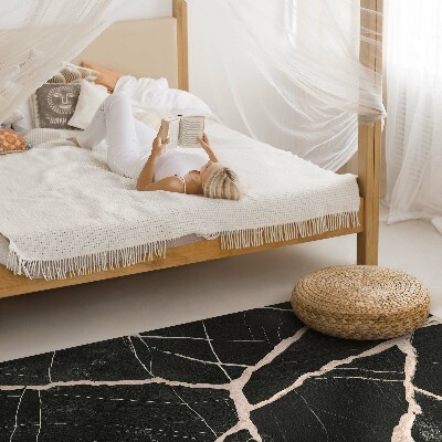 Tapis vinyle Contraste glamour du marbre craquelé foncé