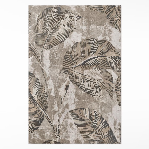 Tapis vinyle Feuilles de plantes et texture de béton brut