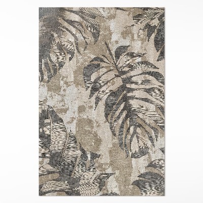 Tapis vinyle rectangulaire Plante à feuilles bohème avec texture style brut