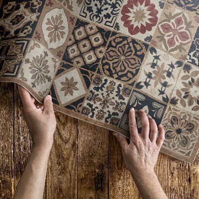 Tapis vinyle rectangulaire Carreaux vintage à motifs de mosaïque ancienne