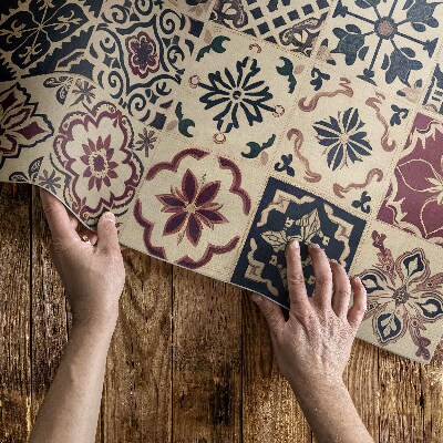 Tapis vinyle Carreaux de mosaïque à motifs anciens de style vintage