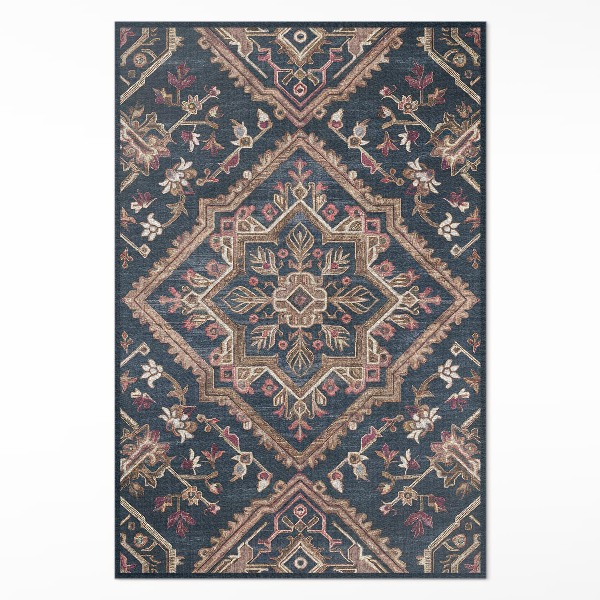 Tapis vinyle rectangulaire Motif végétal géométrique, style turc