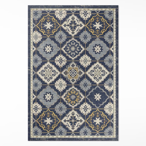 Tapis vinyle rectangulaire Carreaux richement décorés de style marocain