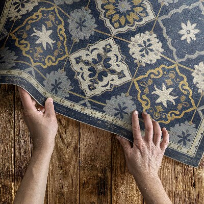 Tapis vinyle rectangulaire Carreaux richement décorés de style marocain