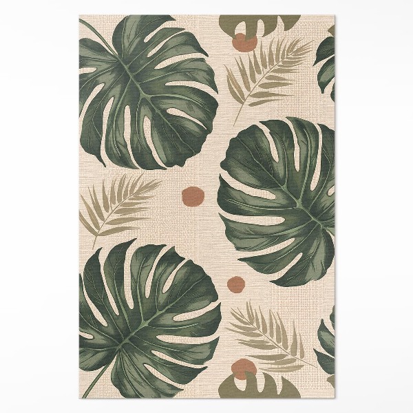 Tapis vinyle rectangulaire Fond en tissu avec des feuilles de monstera Boho