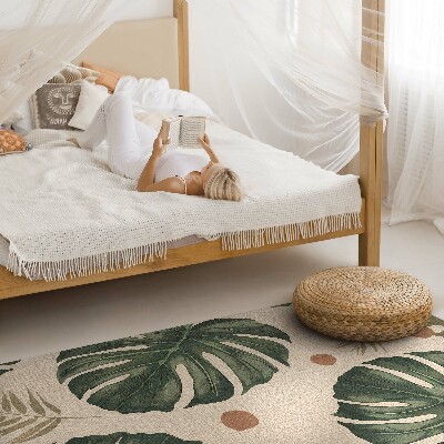 Tapis vinyle rectangulaire Fond en tissu avec des feuilles de monstera Boho