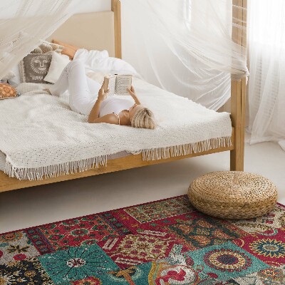 Tapis vinyle rectangulaire motif patchwork coloré de style persan