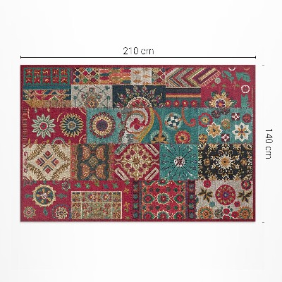 Tapis vinyle rectangulaire motif patchwork coloré de style persan