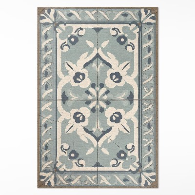 Tapis vinyle rectangulaire Carreaux portugais au délicat motif vintage