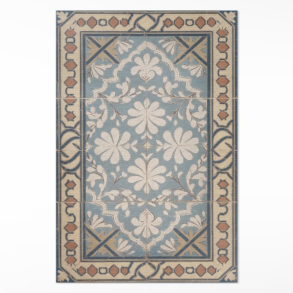 Tapis vinyle rectangulaire Motifs floraux géométriques dans un style rétro