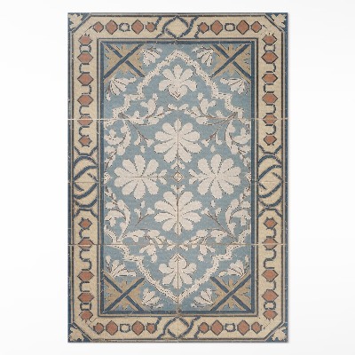 Tapis vinyle rectangulaire Motifs floraux géométriques dans un style rétro