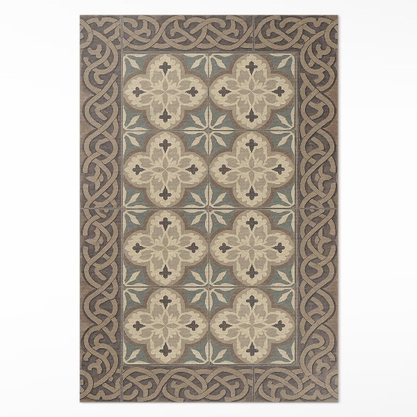 Tapis vinyle rectangulaire Carreaux rétro à motifs géométriques