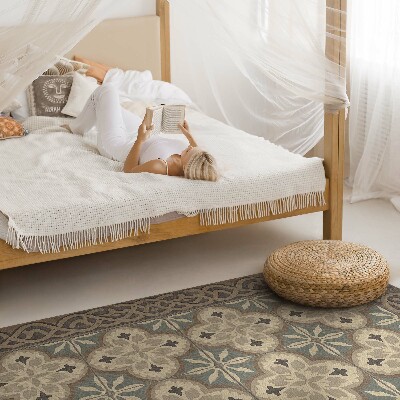 Tapis vinyle rectangulaire Carreaux rétro à motifs géométriques