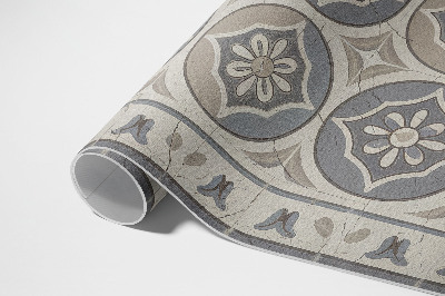 Tapis vinyle Fleurs sur carreaux de céramique rétro