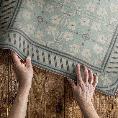 Tapis vinyle Carreaux floraux vintage