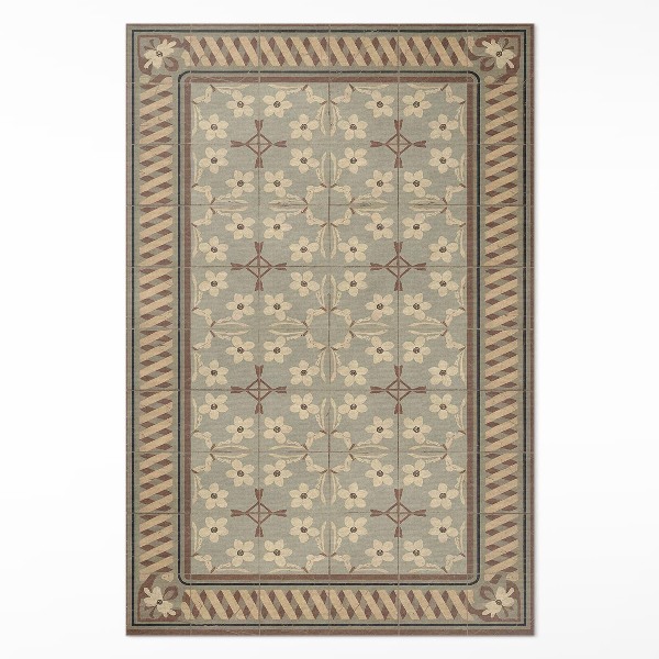 Tapis vinyle rectangulaire Fleurs et pétales dans des mosaïques de style rétro