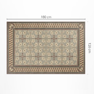 Tapis vinyle rectangulaire Fleurs et pétales dans des mosaïques de style rétro
