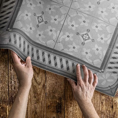 Tapis vinyle Ornement floral rétro sur carrelage