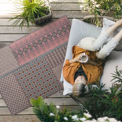 Tapis vinyle d’extérieur Tissu à motifs imitation aztèque