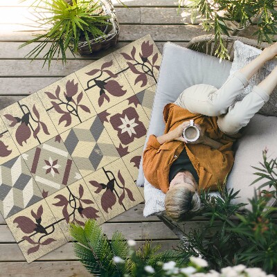 Tapis vinyle d’extérieur Carreaux de mosaïque à motifs Magnolia