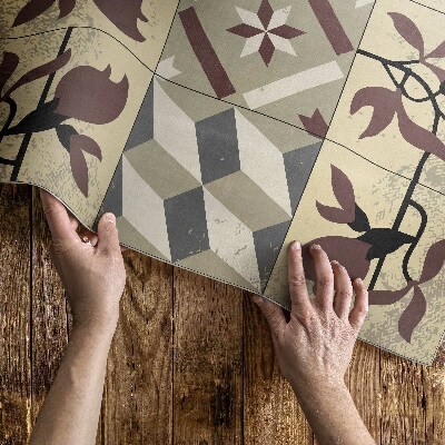 Tapis vinyle d’extérieur Carreaux de mosaïque à motifs Magnolia