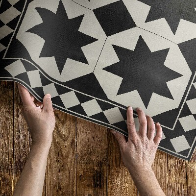 Tapis vinyle d’extérieur Mosaïque élégante d'étoiles noires et blanches
