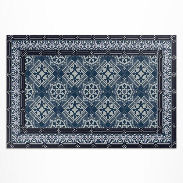 Tapis vinyle d’extérieur Talavera bleu marine, magnifique motif vintage