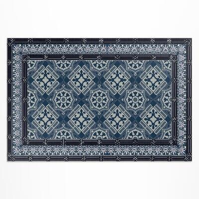 Tapis vinyle d’extérieur Talavera bleu marine, magnifique motif vintage